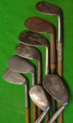 8x niblicks - makers incl Winton Dreadnought, T Brewer mussel back Rustless, Spalding Anvil model