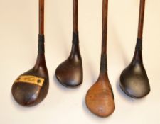 4x various woods to incl J.H Taylor Cynosure striped top spoon, F.H Ayres Maltese Cross to the crown