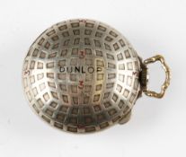 Dunlop square mesh silver plated golf ball pocket watch with enamel inlay 