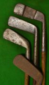 R Forgan St Andrews brass/gun metal blade, Forgan & Son POWF putting cleek, Spalding Parputt