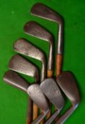 8x various smf golfing irons - J.H Taylor autograph mashie, R Forgan mashie, Gibson Kinghorn, J C
