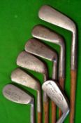 7x assorted irons - Wm Park smf cleek, Spalding m/niblick, R Forgan no.2 iron, J H Taylor