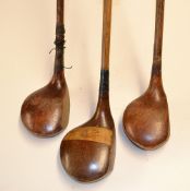 R. Forgan St Andrews striped topped driver plus 2x other drivers with indistinct head stamp