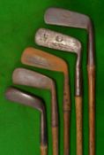 5x various metal headed putters - Forgan St Andrews straight blade, Maxwell flange sole, John