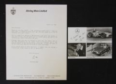 Stirling Moss Signed Letter a typed letter dated 1993 signed to the bottom by Moss together with a