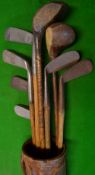 8x assorted golf clubs and golf bag - 4x putters incl alloy duplex, 2x irons incl Cochrane m/niblick