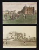 2x Tom Morris St Andrews golfing postcards c.1904/7 - one coloured with Tom Morris on the Tee -