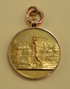 1937/8 9ct gold golf winners medal - engraved on the reverse 