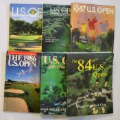 6x 1980's Official US Open Golf Championship programmes from 1984 onwards - Winged Foot '84 (Fuzzy