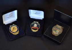 3x US Open Golf Championship brass and enamel money clips - 2001 Southern Hills (Retief Goosen),