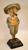 Penfold Man papier-mâché advertising golfing figure c. 1935 - c/w pipe and mounted on the original