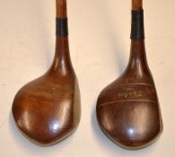 2x interesting socket heads woods to incl E Whitcombe large domed head pointed toe driver and a