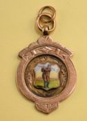 1908 9ct gold and enamel golf winners medal - the reverse engraved 