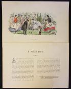 Scarce c.1864 'A Croquet Match' Engraving a period hand coloured engraving by John Leech from
