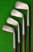 Set of 4x early Fairlie's Patent clubs - all stamped George Lowe St Annes/Anderson Anstruther and