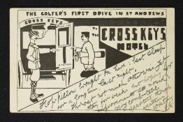 1911 The Cross Keys Hotel, St Andrews golfing postcard - titled 
