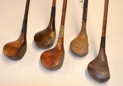 Scare head and socket head drivers (5) to incl Simpson scare neck driver, Cawsey, Len Giles and Fred