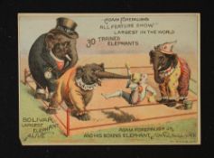 c.1900 Boxing Advertisement for Adam Forepaugh's Elephant Show a travelling circus that featured