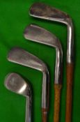 Rare and early set of 4x Bussey & Co London patent steel socket irons - to incl rut iron with 5