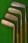 4x assorted gun metal and metal blade putters - to incl 3x gunmetal - Glasgow Thistle model, smf
