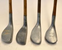4x various alloy mallet head putters to incl an interesting and unusual J H Taylor autograph compact