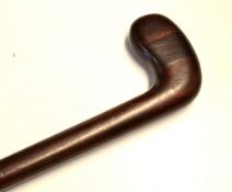 Interesting original Sunday golf club walking stick - wooden blade style putter with dark stained