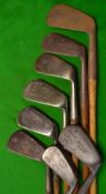 8x deep faced assorted golfing irons - Gibson, Cochrane, Stadium Go Co,. Hendry & Bishop, Burke