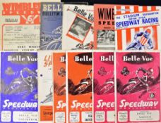 Speedway - 1939 Belle Vue v Harringay programme together with 1932 Wimbledon v Belle Vue, 1951 Belle