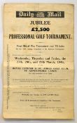 Early 1946 Royal Lytham and St Anne's Daily Mail Jubilee Professional Golf Tournament Draw Sheet for