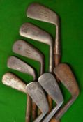8x assorted irons - J H Taylor deep face driving iron, Tom Stewart No.1 iron, My Pal mid iron,