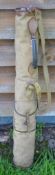 Aquam Vinco Triangle Trade Mark canvas and leather pencil golf bag - c/w small ball pocket,