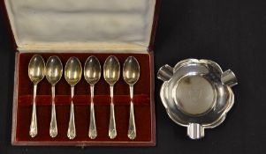 St Anne's Golf Club silver cash dish engraved with a shield with crossed golf clubs together with