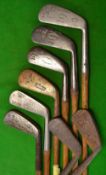 8x assorted long irons - incl Lockwood Brown cleek, Nicoll iron, Terrier no.3 iron, Gibson iron plus