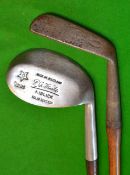 2x unusual golfing irons - P.A. Vaile signature, sloping sole, solid rustless niblick by Gibson