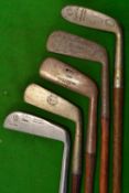 5x various putters - W Park Musselburgh straight blade, Tom Stewart blade with the early Serpent