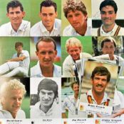 Cricket Signed Player Colour Photocards including Jack Richards, Graeme Fowler, Chris Broad, Phil