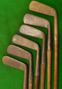 6x brass/gun metal blade putters - Duplex with slotted face markings, Ernest Jones St Andrews et