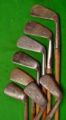 8x mashie golf clubs - Wm Gibson Kinghorn, Corona Own model with decorative face panel, J B Patrick,