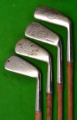 4x polished stainless golfing irons - Forgan St Andrews Scotia Sammy, Nicoll Zenith Mashie stamped D