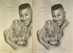 Boxing 2x Lennox Lewis Prints Limited Edition Prints depicting a self portrait with the WBC Title