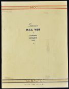 1950 Cricket M.C.C Visit Souvenir booklet issued by SD&ACTCC including team photograph and printed