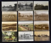 12x various English golf club and golf links postcards and stymie score card from early 1900's