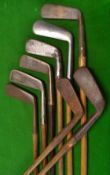8x various brass and metal blade golfing putters -3x gunmetal Gibson Concentric back, Anderson