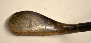 Rare R Davidson Montrose stained beech wood putter c.1860 - the head measures 5.5 x 1.7/8