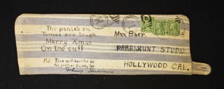 Boxing Autograph - 1934 Johnny Indrisano -appears sent to 'Max Baer Paramount Studio Hollywood Cal.'