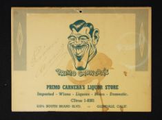 Boxing Autograph - Heavy Weight Champion Primo Carnera Signed 1967 Calendar with signature to the