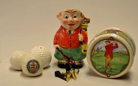 Collection of various golf ceramics to incl Sadler 