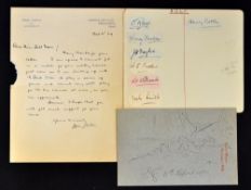 Collection of pre-war Open Golf Champions and other professional player's autographs, letter and