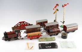 Hornby O Gauge Clockwork Locomotive and Rolling Stock includes LMS Clockwork Locomotive, LMS Coaches