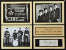 Autographs - The Beatles - Pete Best Autograph displayed with a montage of 'The Silver Beatles'